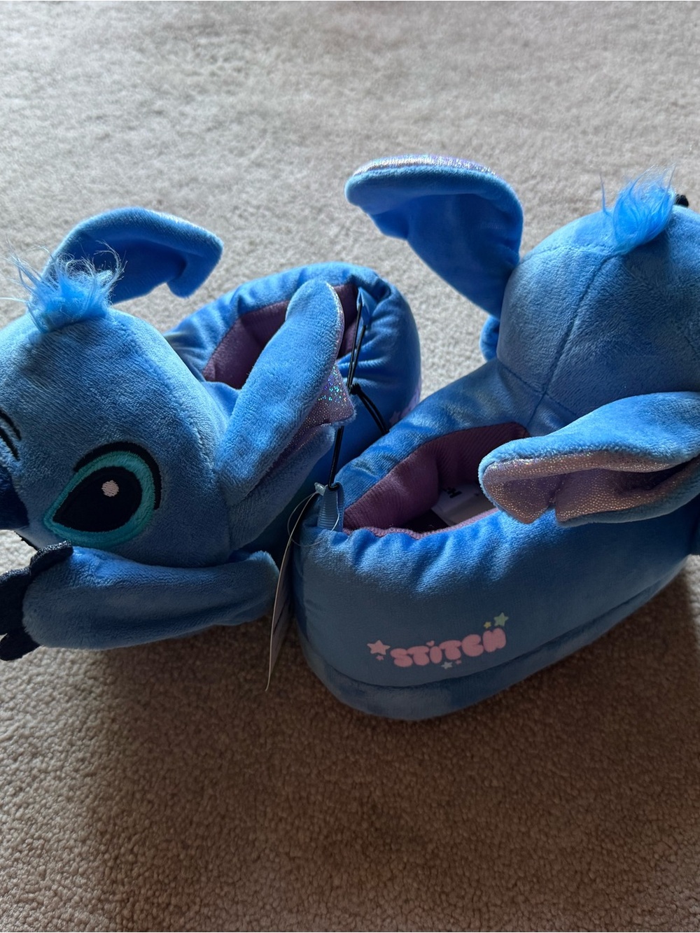 Disney Blue Stitch Plush Slippers for Kids - Character Footwear